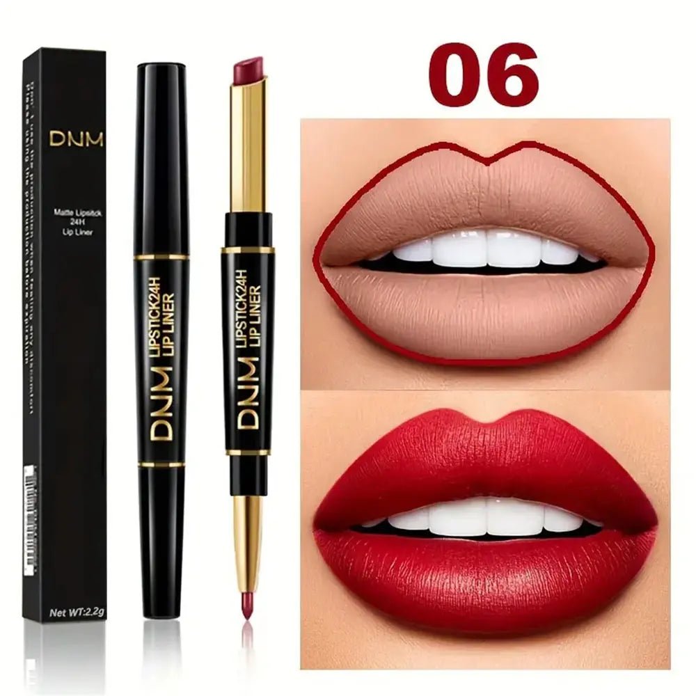 Double-ended Non-stick Cup Long Lasting Lipstick Lip Liner High Pigmented Waterproof Valentine's Day Gifts