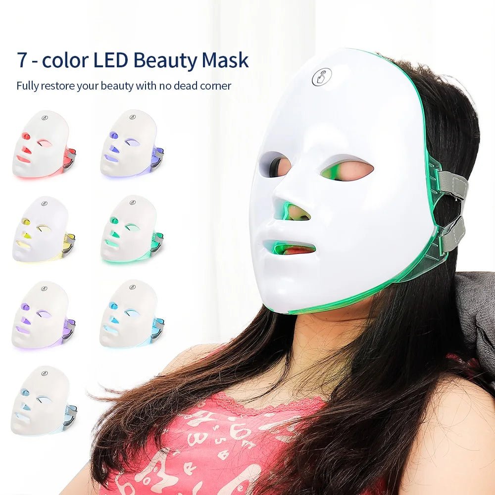 Wireless 7 Colors Light Led Facial Mask Red Light Therapy Photon Face Masks Wrinkle Anti-Acne Tighten Skin care Beauty Machine