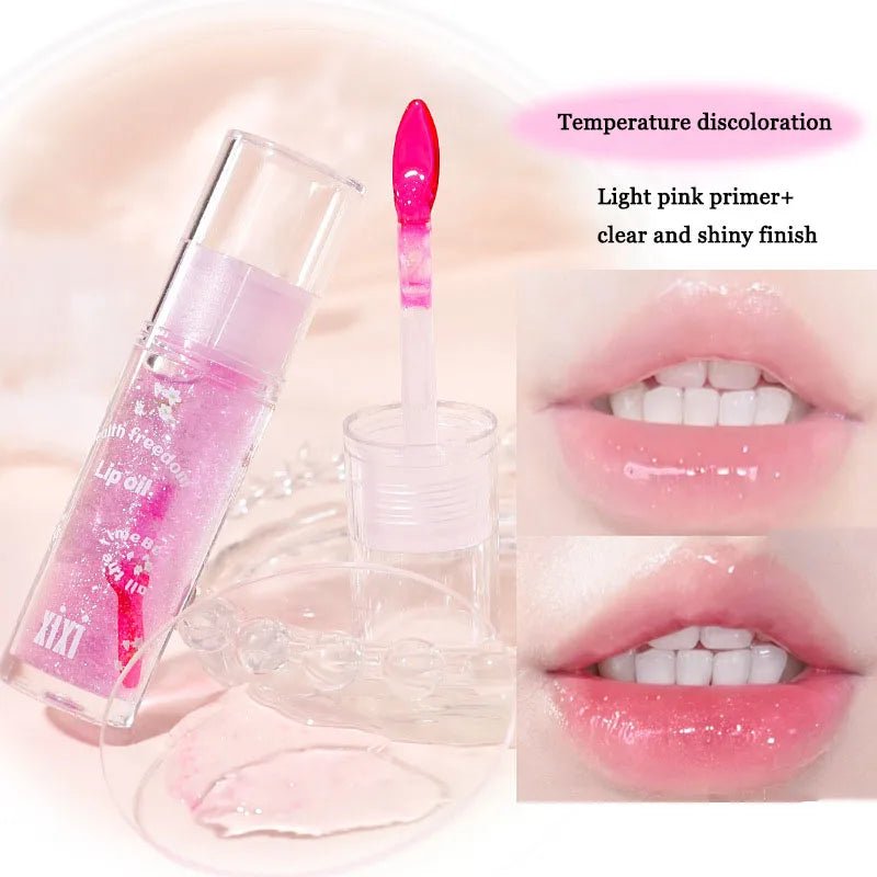 Clear Crystal Glitter Lip Gloss Temperature Discoloration Moisturizing Lip Gloss NonSticky Pearl Shiny Lip Glaze Korean Make Up