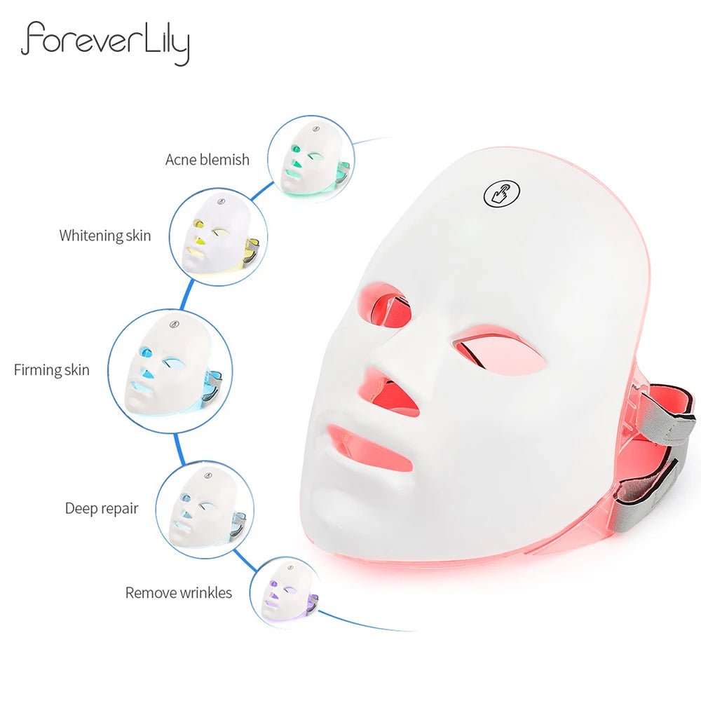 Wireless 7 Colors Light Led Facial Mask Red Light Therapy Photon Face Masks Wrinkle Anti-Acne Tighten Skin care Beauty Machine