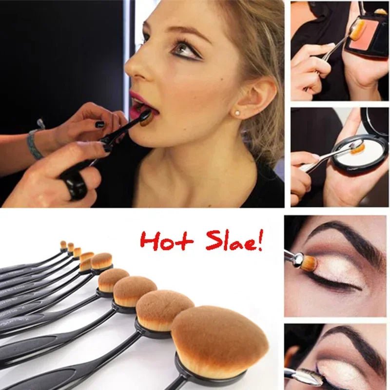 10 PCS Oval Makeup Brushes Toothbrush Make Up Brushes Set Foundation Contour Powder Eyebrow Blush Eyeshadow Brush Cosmetics Tool