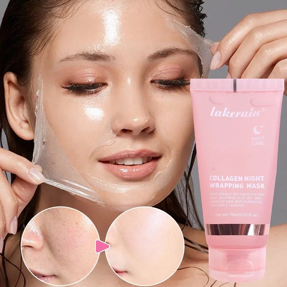 Collagen Overnight Wrapping Peel Off Facial Mask Korean Collagen Night Wrapping Mask Deeply Hydrates Night Care Mask Cream 75ml