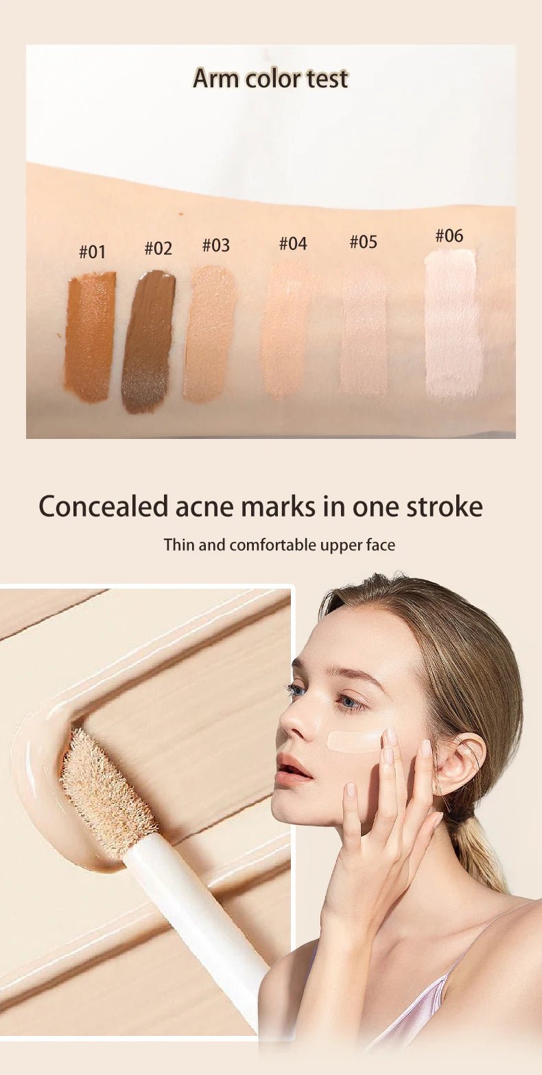 Traceless Liquid Concealer/Foundation, Long-Wearing, Waterproof, Oil-Control, Moisturizing, Flawless Finish For All Skin Tones