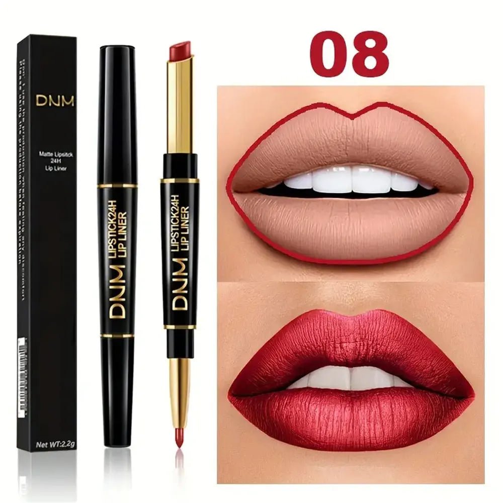 Double-ended Non-stick Cup Long Lasting Lipstick Lip Liner High Pigmented Waterproof Valentine's Day Gifts