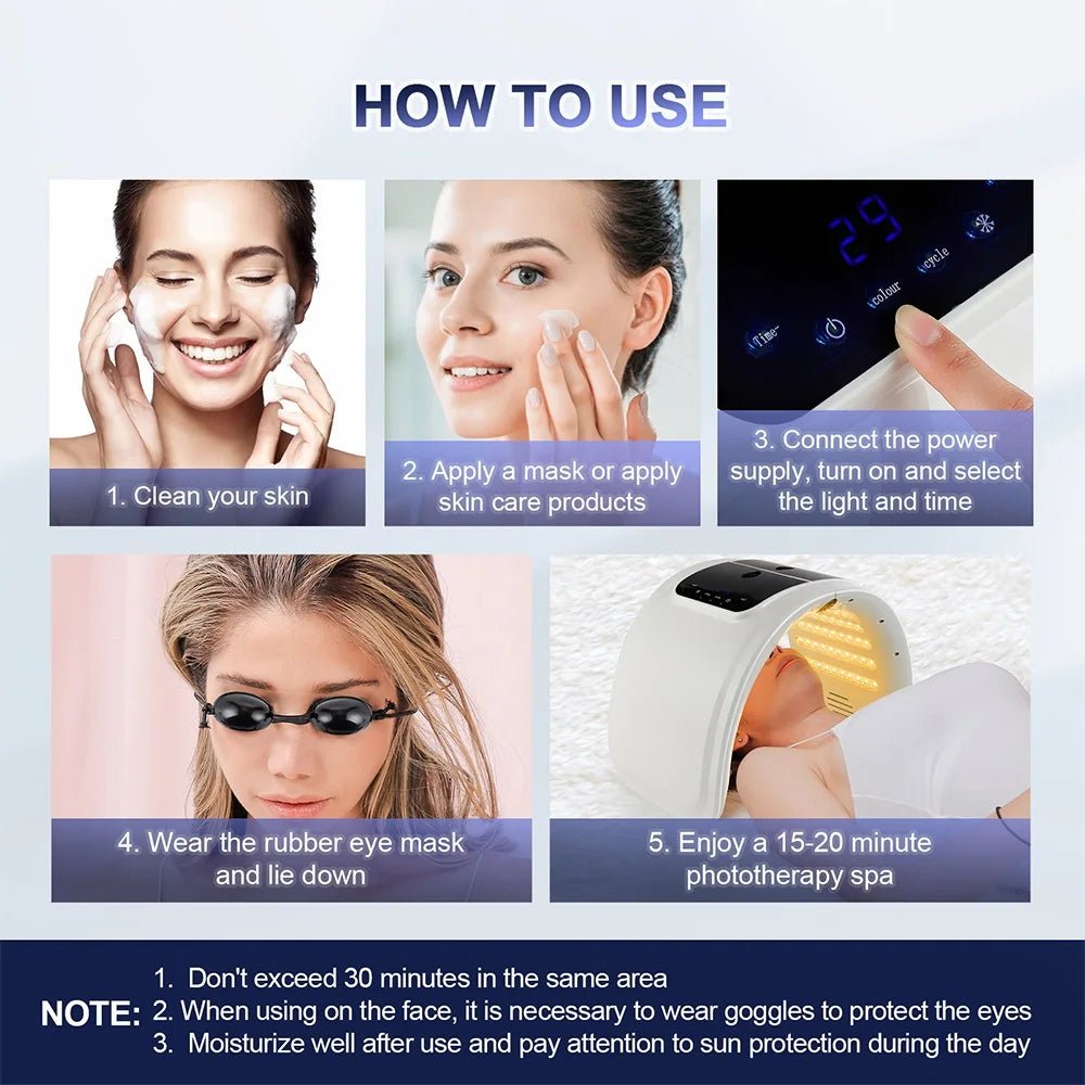 foreverlily LED Face Mask PDT Machine 7 Colors Light Photon Skin Rejuvenation Facial Body Beauty Spa Nano Spray Face Body Mist