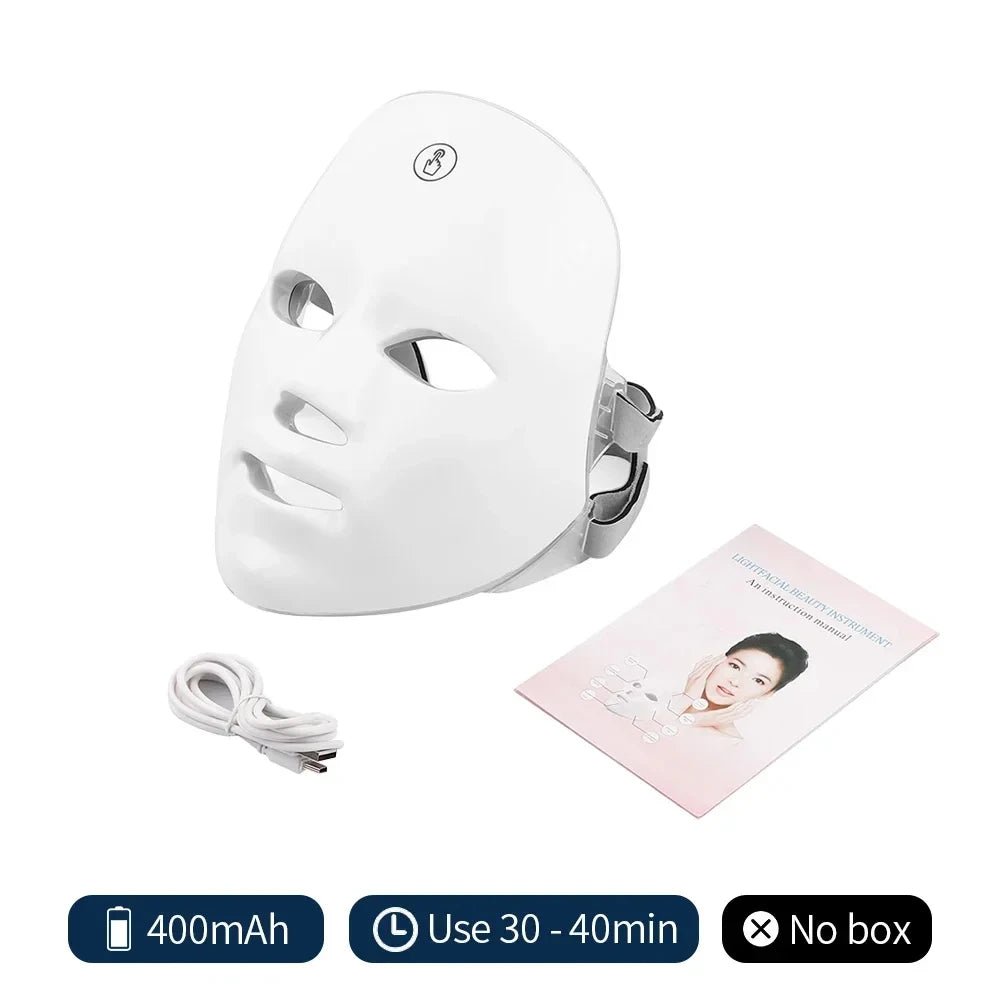 Wireless 7 Colors Light Led Facial Mask Red Light Therapy Photon Face Masks Wrinkle Anti-Acne Tighten Skin care Beauty Machine