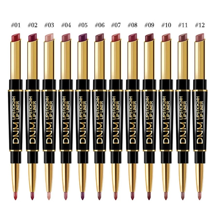 Double-ended Non-stick Cup Long Lasting Lipstick Lip Liner High Pigmented Waterproof Valentine's Day Gifts