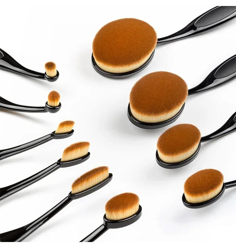 10 PCS Oval Makeup Brushes Toothbrush Make Up Brushes Set Foundation Contour Powder Eyebrow Blush Eyeshadow Brush Cosmetics Tool