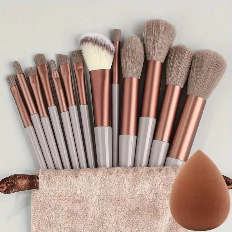 13pcs Premium Synthetic Nylon Bristle Makeup Brush Set - Soft, Gentle, and Cruelty-Free for Flawless Foundation, Blush, Powder,