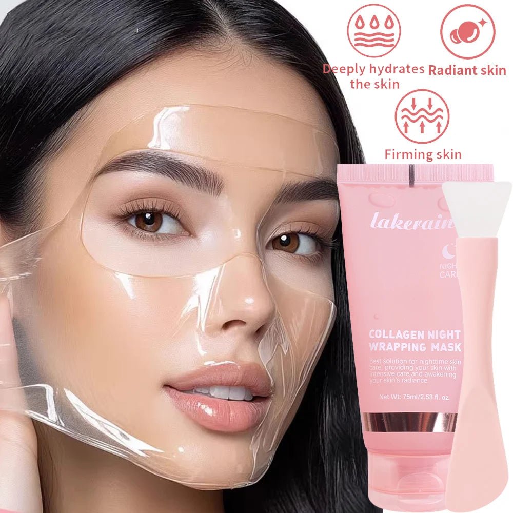 Collagen Overnight Wrapping Peel Off Facial Mask Korean Collagen Night Wrapping Mask Deeply Hydrates Night Care Mask Cream 75ml