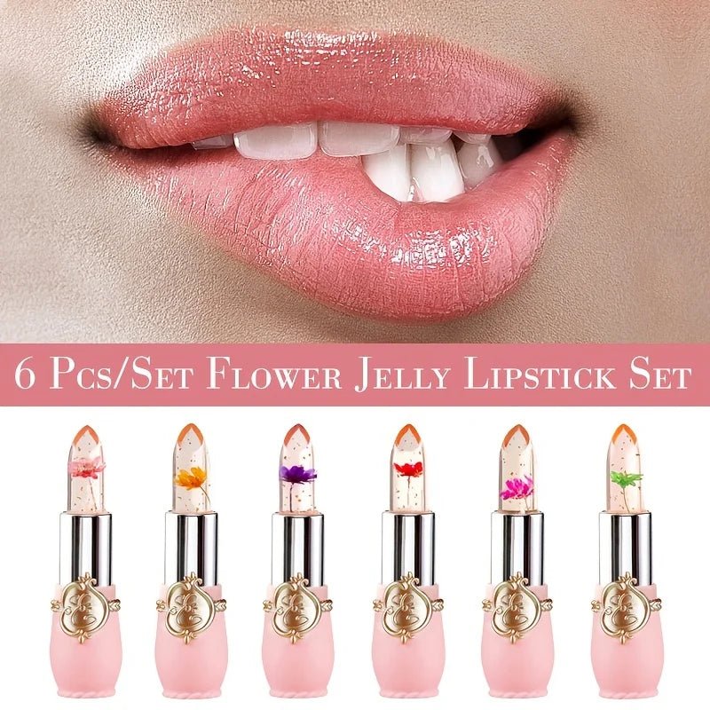 Crystal Flower Jelly Lipstick, Long Lasting Nutritious Lip Balm Lips Moisturizer  Temperature Color Change Lip Gloss