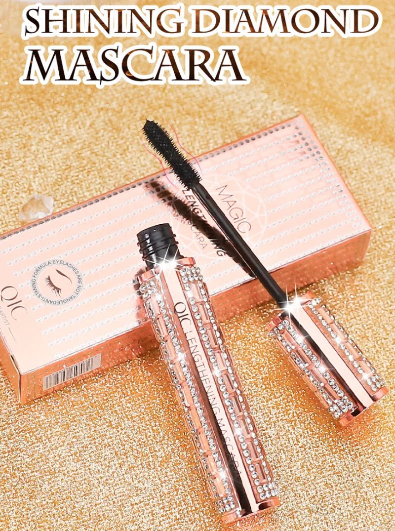 Fashion Diamond 4D Mascara Waterproof Eye Make-up Cosmetics Peanut Silicone Brush Lengthening Curl Lashes Fast Dry