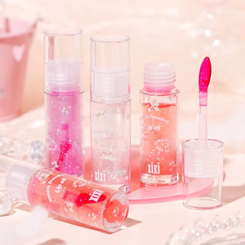 Clear Crystal Glitter Lip Gloss Temperature Discoloration Moisturizing Lip Gloss NonSticky Pearl Shiny Lip Glaze Korean Make Up