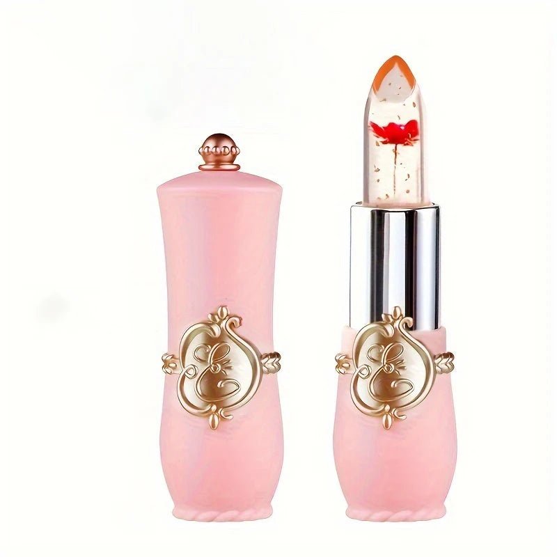 Crystal Flower Jelly Lipstick, Long Lasting Nutritious Lip Balm Lips Moisturizer  Temperature Color Change Lip Gloss