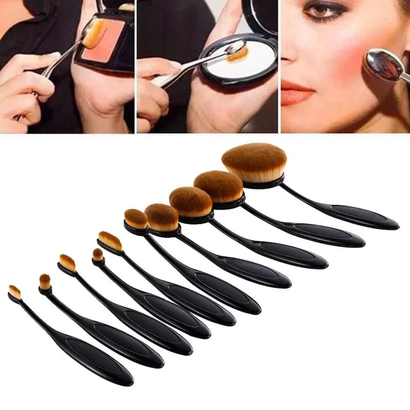 10 PCS Oval Makeup Brushes Toothbrush Make Up Brushes Set Foundation Contour Powder Eyebrow Blush Eyeshadow Brush Cosmetics Tool