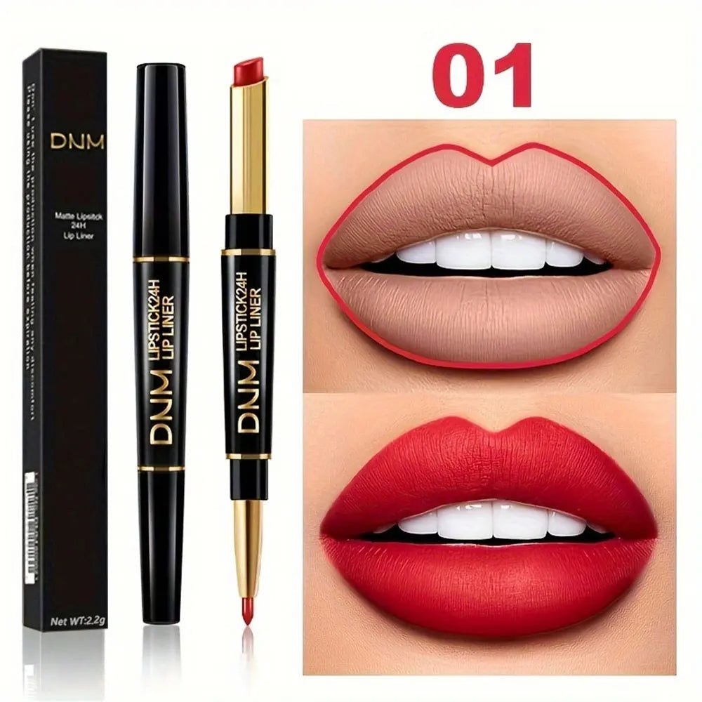 Double-ended Non-stick Cup Long Lasting Lipstick Lip Liner High Pigmented Waterproof Valentine's Day Gifts