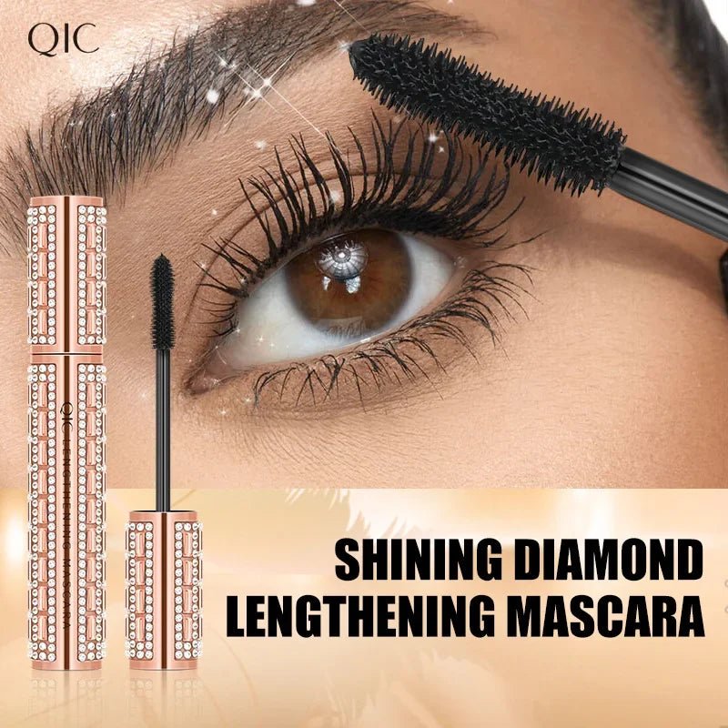 Fashion Diamond 4D Mascara Waterproof Eye Make-up Cosmetics Peanut Silicone Brush Lengthening Curl Lashes Fast Dry