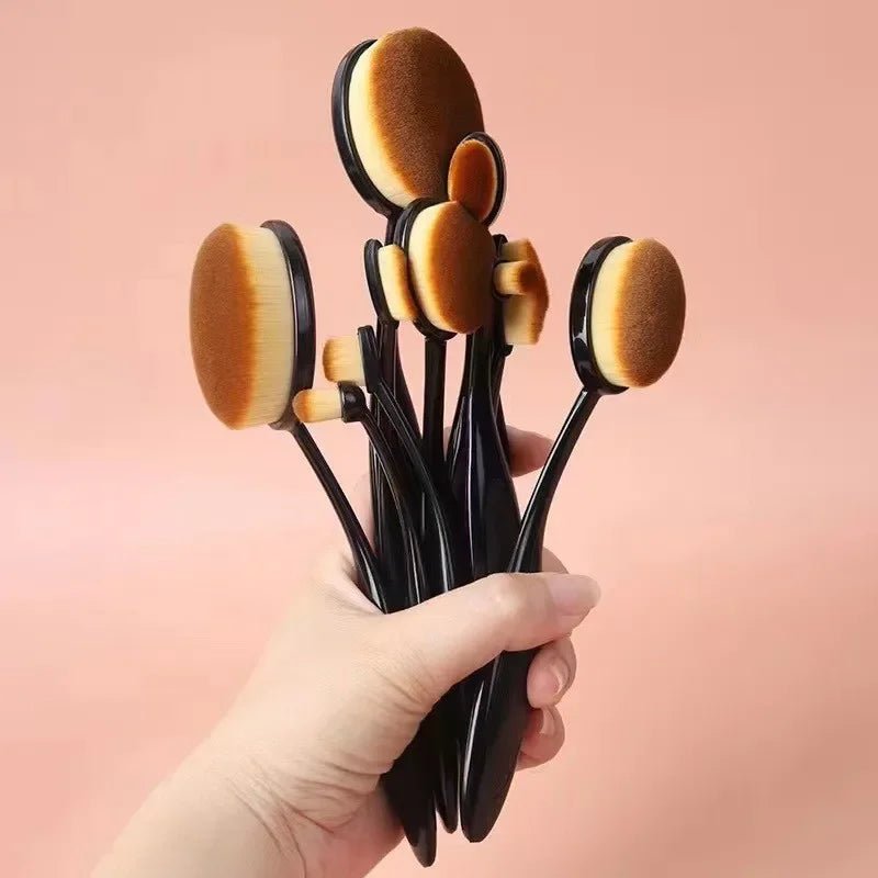 10 PCS Oval Makeup Brushes Toothbrush Make Up Brushes Set Foundation Contour Powder Eyebrow Blush Eyeshadow Brush Cosmetics Tool