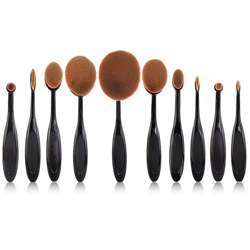 10 PCS Oval Makeup Brushes Toothbrush Make Up Brushes Set Foundation Contour Powder Eyebrow Blush Eyeshadow Brush Cosmetics Tool