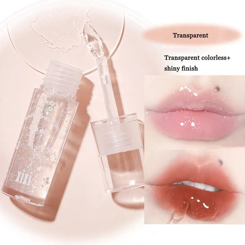 Clear Crystal Glitter Lip Gloss Temperature Discoloration Moisturizing Lip Gloss NonSticky Pearl Shiny Lip Glaze Korean Make Up