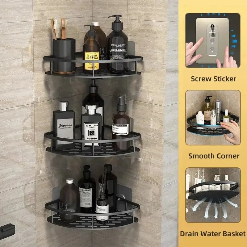 Bathroom Shelf Makeup Storage Organizer Shampoo Rack Shower Shelf Bathroom Accessories No Drill Wall Shelf