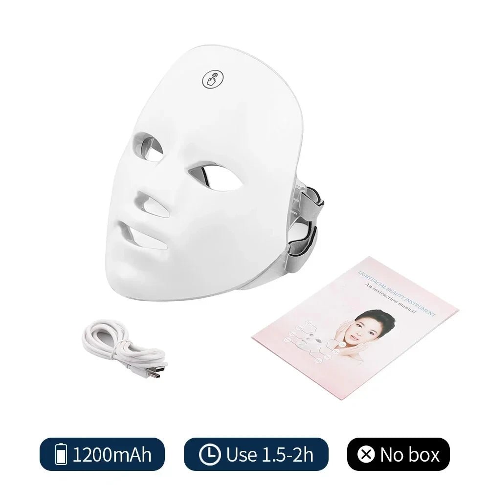 Wireless 7 Colors Light Led Facial Mask Red Light Therapy Photon Face Masks Wrinkle Anti-Acne Tighten Skin care Beauty Machine